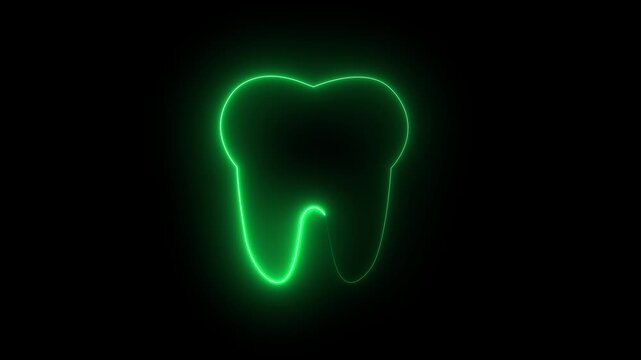 Neon tooth icon vector illustration flat style image.4k illustration