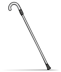 Simple cartoon style illustration of walking stick for support and mobility