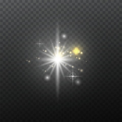 Light effects. Explosions, stars, dust, glowing light, shine, solar flares sparks sequins Glare radiance effect