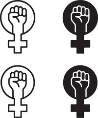 Isolated women rights fist symbol icon, raised fist women empowerment vector, female equality activism illustration, minimal branding, women activism leadership design, rights symbol vector