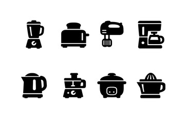 Kitchen Appliance Icons. Kitchen Appliances. Filled icon set of Kitchen Appliances: blender, toaster, mixer,