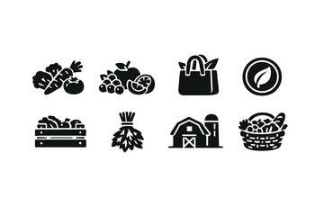 Organic Grocery Icons. Organic Grocery Shopping. Filled icon set of Organic Grocery Shopping: fresh vegetables