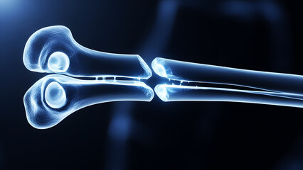 3D Illustration of Broken Human Bone Fracture with X-ray Style