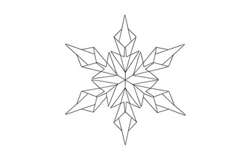 Obraz premium Origami Snowflake Art. Ethereal origami snowflake. Minimalistic one-line drawing ethereal folded paper