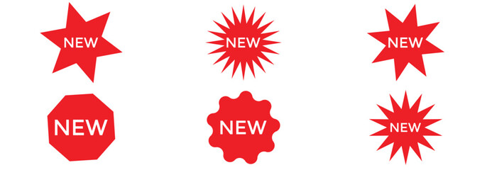 Set of red starburst sale tags, sale stickers, red price label, discount sticker pack, discount label bundle, promo badge collection. Price sticker icons, © MdShoibur