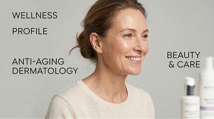 Wellness and anti-aging profile beauty care studio lifestyle content professional environment close-up view health concept