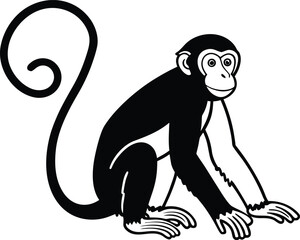 monkey face wild animal silhouette vector illustration
