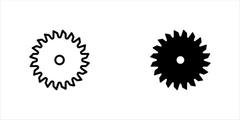 Circular saw blade icon set. Carpentry tools and equipment, vector illustration on white background