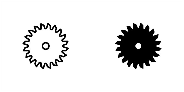 Circular saw blade icon set. Carpentry tools and equipment, vector illustration on white background