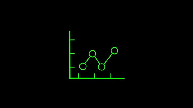 Business Graph Animation with Rising Green Chart Line, Concept of Financial Growth and Success on Black Background