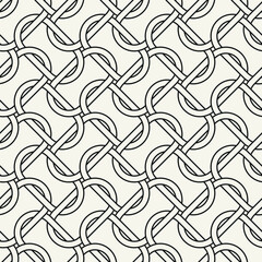 Vector seamless pattern. Abstract background with interweaving elements. Geometric monochrome texture. Celtic confused grid. Interlaced knotwork.	