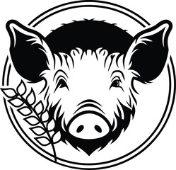 pig emblem silhouette vector illustration

