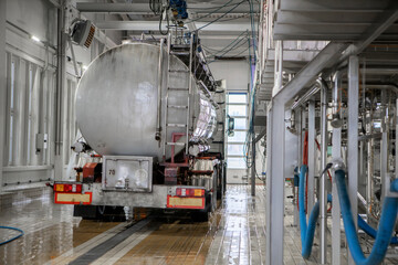 Fototapeta premium food industry, processing of whey into milk powder