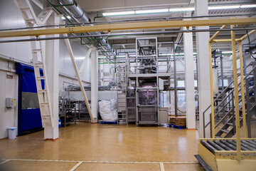 milk processing plant inside view of the equipment