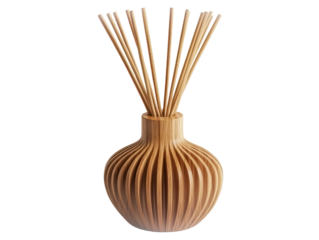 Elegant wooden reed diffuser on black background