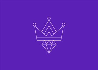 A crown and gem line art logo with clean elegant lines, symbolizing royalty, value, luxury, authority, and refined elegance