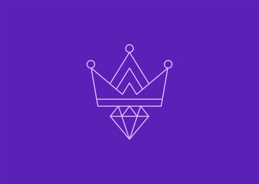 A crown and gem line art logo with clean elegant lines, symbolizing royalty, value, luxury, authority, and refined elegance