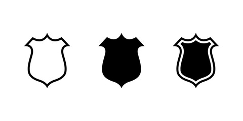 Shield badge icon set. Protection and security symbol isolated on white background
