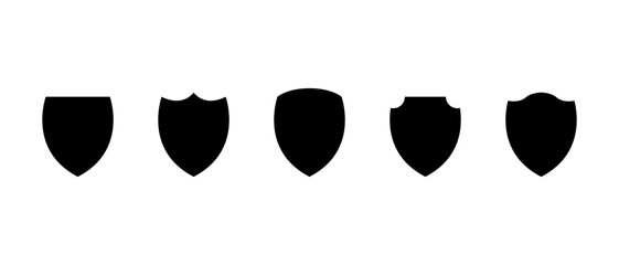 Solid shield icon set collection. Security, defense, and protection badge symbol