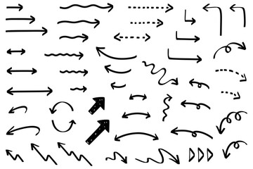 黒いマーカーペン風の手描き矢印セット