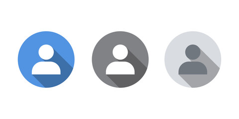 User profile icon set with long shadow. Account avatar symbol