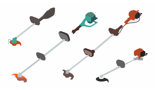 Cartoon Garden Trimmer Vector Set with Clippers and Backyard Cutters