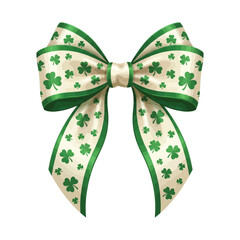 Green Shamrock Bow Ribbon for St Patrick&rsquo;s Day Celebration