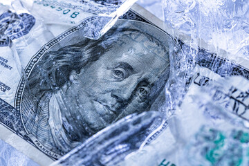 One Hundred Dollar Bill Frozen in Ice