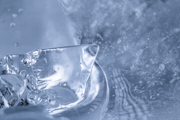 Abstract Blue Ice Texture with Air Bubbles