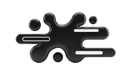 Abstract Black Blob with White Accents