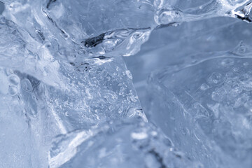 Abstract Blue Ice Texture with Air Bubbles