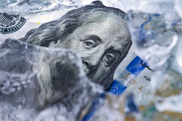 One Hundred Dollar Bill Frozen in Ice