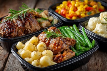 Fototapeta premium Prepared meal boxes providing convenient healthy eating options
