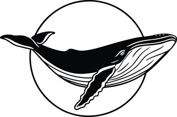 whale wildlife silhouette vector illustration
