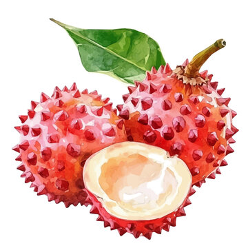 Minimal yet artistic elements for creative designs. hand-drawn paint, Simple Illustration, A beautiful painting of pulasan fruit, EPS format, isolated on a white background