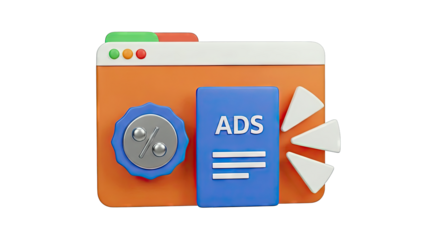 3D Render of Digital Advertising and Sales Icons