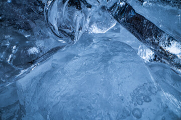 Abstract Blue Ice Texture with Air Bubbles
