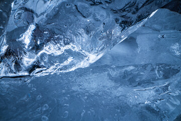 Abstract Blue Ice Texture with Air Bubbles