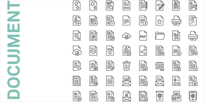 Document File Icons Representing Various File Types and Operations symbol paper