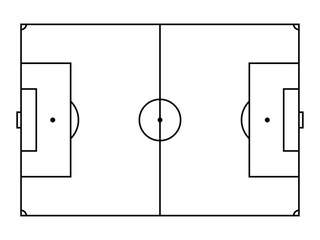 A football or soccer pitch in line style, sports related graphic element vector illustration