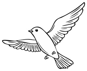 Obraz premium Simple Line Drawing of a Bird in Flight