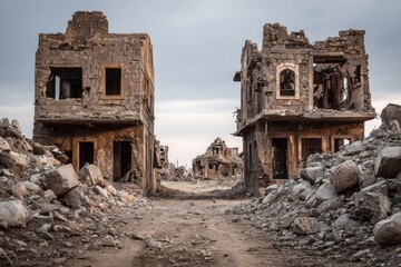 Destroyed city showing devastation, war, and post-apocalyptic scene