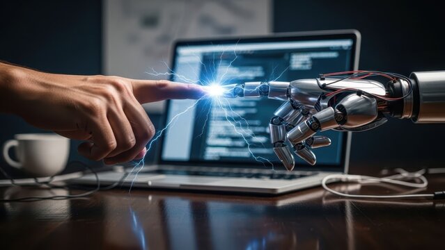 Human and ai collaborating on digital task - Powered by Adobe