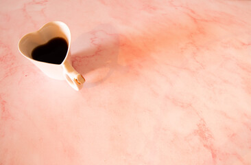 Valentines  romantic  coffee  in heart shaped  mug  weeding  