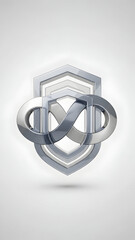 Silver Shield Logo Design with Interconnected Rings.