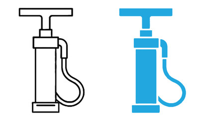 A black and blue illustration of air pumps on a white background