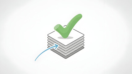 Green checkmark on top of documents.