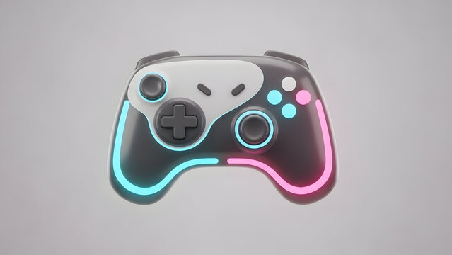Modern Gaming Controller with Neon Lights. - Powered by Adobe