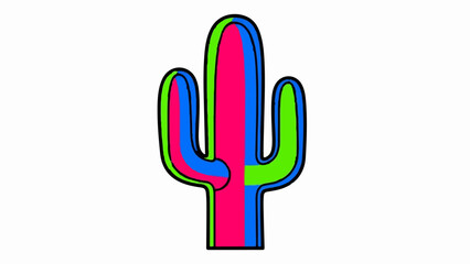 Obraz premium Brightly colored cactus shape with bold black outline