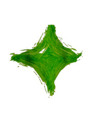 An abstract vintage green star shaped brush strokes as artistic design elements with transparent PNG background.